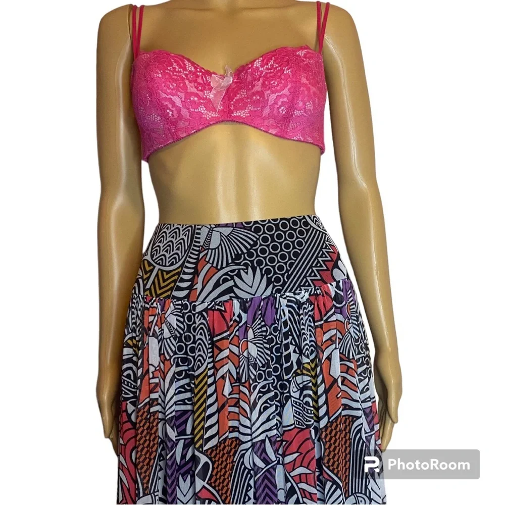 FARM Rio Black and Pink Pleated Maxi Skirt - Picture 8 of 16